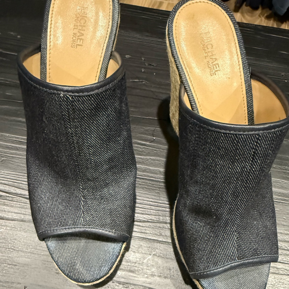 Michael Kors navy jean Mules Classic Slip-On Design